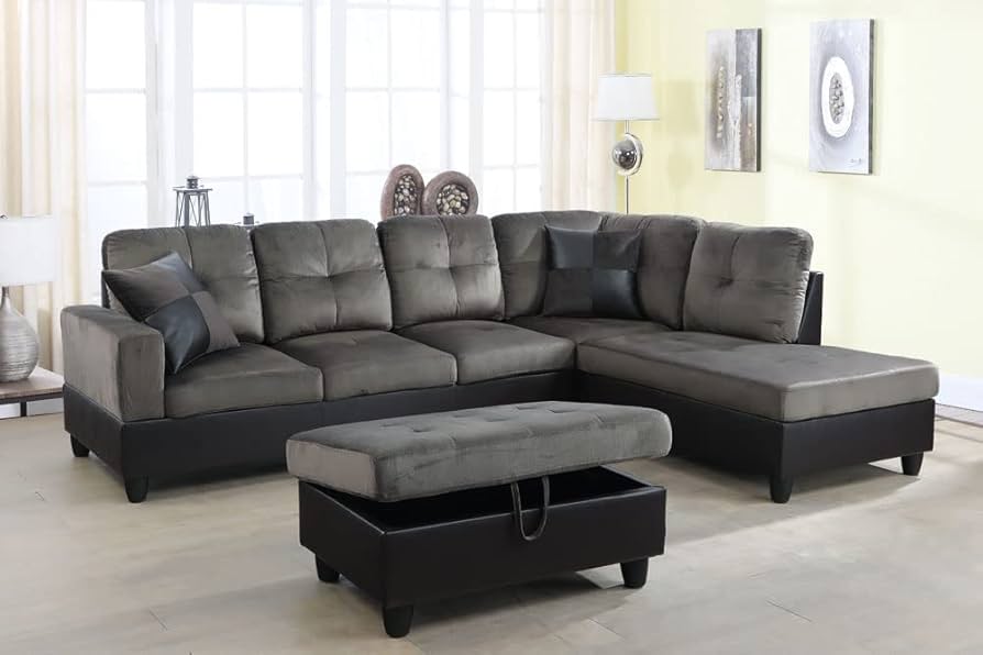 mi_ソファー大 Amazon.com: 104'' L-Shaped Sofa Sectional Couch, Modern L
